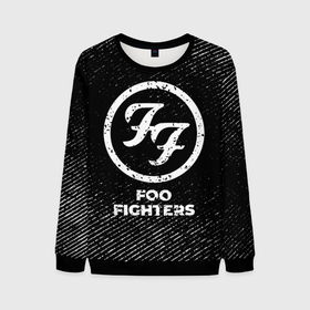 Мужской свитшот 3D с принтом Foo Fighters с потертостями на темном фоне , 100% полиэстер с мягким внутренним слоем | круглый вырез горловины, мягкая резинка на манжетах и поясе, свободная посадка по фигуре | 