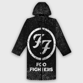 Мужской дождевик 3D с принтом Foo Fighters с потертостями на темном фоне ,  |  | Тематика изображения на принте: 