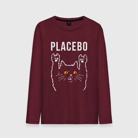 Мужской лонгслив хлопок с принтом Placebo rock cat в Екатеринбурге, 100% хлопок |  | 