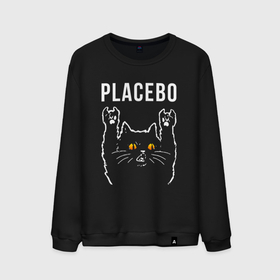Мужской свитшот хлопок с принтом Placebo rock cat в Курске, 100% хлопок |  | Тематика изображения на принте: 