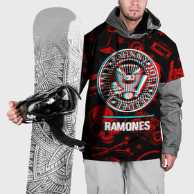 Накидка на куртку 3D с принтом Ramones rock glitch в Курске, 100% полиэстер |  | 