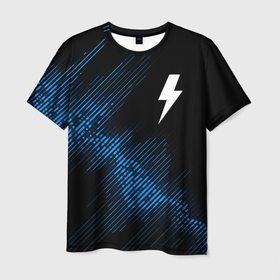 Мужская футболка 3D с принтом AC DC звуковая волна в Курске, 100% полиэфир | прямой крой, круглый вырез горловины, длина до линии бедер | 