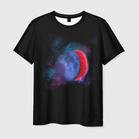 Мужская футболка 3D с принтом Космический арбуз луна в Кировске, 100% полиэфир | прямой крой, круглый вырез горловины, длина до линии бедер | 