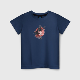 Детская футболка хлопок с принтом Ворона с черной катаной в Тюмени, 100% хлопок | круглый вырез горловины, полуприлегающий силуэт, длина до линии бедер | 