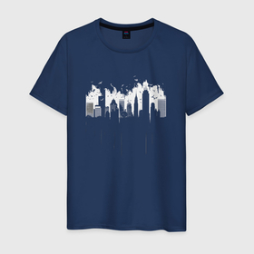 Мужская футболка хлопок с принтом city skyline в Новосибирске, 100% хлопок | прямой крой, круглый вырез горловины, длина до линии бедер, слегка спущенное плечо. | Тематика изображения на принте: 