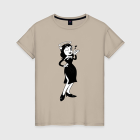 Женская футболка хлопок с принтом Bendy Ангел подмигивает в Курске, 100% хлопок | прямой крой, круглый вырез горловины, длина до линии бедер, слегка спущенное плечо | 