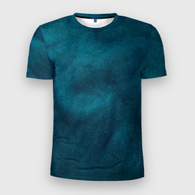 Мужская футболка 3D Slim с принтом Синие туманные камешки в Тюмени, 100% полиэстер с улучшенными характеристиками | приталенный силуэт, круглая горловина, широкие плечи, сужается к линии бедра | 