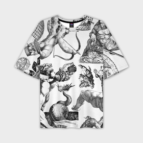 Мужская футболка oversize 3D с принтом Греческие божества и животные в Кировске,  |  | 