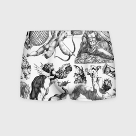 Мужские трусы 3D с принтом Греческие божества и животные в Кировске, 50% хлопок, 50% полиэстер | классическая посадка, на поясе мягкая тканевая резинка | 