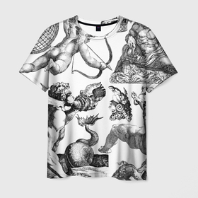Мужская футболка 3D с принтом Греческие божества и животные в Тюмени, 100% полиэфир | прямой крой, круглый вырез горловины, длина до линии бедер | 