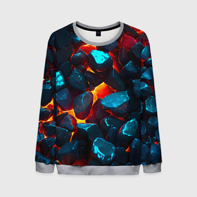 Мужской свитшот 3D с принтом Stones and lava в городе Новоалтайск, 100% полиэстер с мягким внутренним слоем | круглый вырез горловины, мягкая резинка на манжетах и поясе, свободная посадка по фигуре | Тематика изображения на принте: 