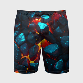 Мужские шорты спортивные с принтом Stones and lava в городе Новоалтайск,  |  | Тематика изображения на принте: 