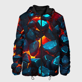 Мужская куртка 3D с принтом Stones and lava в городе Новоалтайск, ткань верха — 100% полиэстер, подклад — флис | прямой крой, подол и капюшон оформлены резинкой с фиксаторами, два кармана без застежек по бокам, один большой потайной карман на груди. Карман на груди застегивается на липучку | Тематика изображения на принте: 