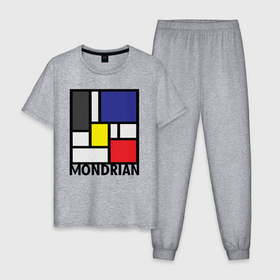 Мужская пижама хлопок с принтом Пит Мондриан    композиция из прямых линий , 100% хлопок | брюки и футболка прямого кроя, без карманов, на брюках мягкая резинка на поясе и по низу штанин
 | 