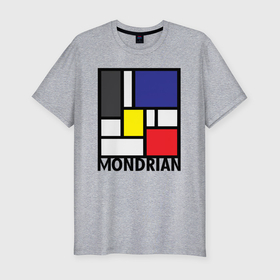 Мужская футболка хлопок Slim с принтом Пит Мондриан    композиция из прямых линий , 92% хлопок, 8% лайкра | приталенный силуэт, круглый вырез ворота, длина до линии бедра, короткий рукав | 