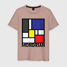 Мужская футболка хлопок с принтом Пит Мондриан    композиция из прямых линий в Курске, 100% хлопок | прямой крой, круглый вырез горловины, длина до линии бедер, слегка спущенное плечо. | 
