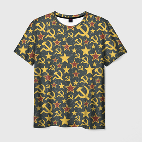 Мужская футболка 3D с принтом Серп и Молот   СССР в Курске, 100% полиэфир | прямой крой, круглый вырез горловины, длина до линии бедер | 