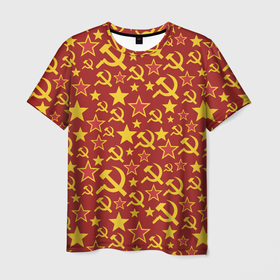 Мужская футболка 3D с принтом СССР Серп и Молот в Курске, 100% полиэфир | прямой крой, круглый вырез горловины, длина до линии бедер | 