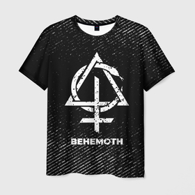 Мужская футболка 3D с принтом Behemoth с потертостями на темном фоне в Кировске, 100% полиэфир | прямой крой, круглый вырез горловины, длина до линии бедер | 