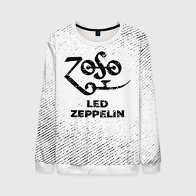 Мужской свитшот 3D с принтом Led Zeppelin с потертостями на светлом фоне в Белгороде, 100% полиэстер с мягким внутренним слоем | круглый вырез горловины, мягкая резинка на манжетах и поясе, свободная посадка по фигуре | Тематика изображения на принте: 