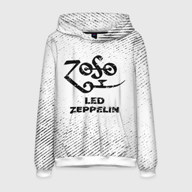 Мужская толстовка 3D с принтом Led Zeppelin с потертостями на светлом фоне в Кировске, 100% полиэстер | двухслойный капюшон со шнурком для регулировки, мягкие манжеты на рукавах и по низу толстовки, спереди карман-кенгуру с мягким внутренним слоем. | 