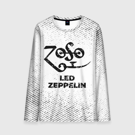 Мужской лонгслив 3D с принтом Led Zeppelin с потертостями на светлом фоне в Курске, 100% полиэстер | длинные рукава, круглый вырез горловины, полуприлегающий силуэт | 