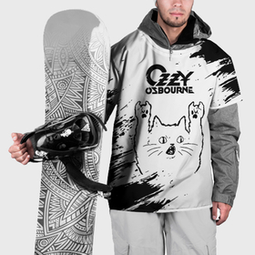 Накидка на куртку 3D с принтом Ozzy Osbourne рок кот на светлом фоне , 100% полиэстер |  | 