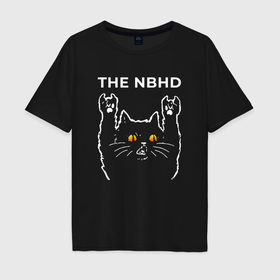 Мужская футболка хлопок Oversize с принтом The Neighbourhood rock cat в Санкт-Петербурге, 100% хлопок | свободный крой, круглый ворот, “спинка” длиннее передней части | 