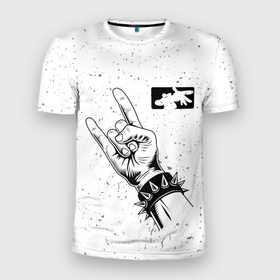 Мужская футболка 3D Slim с принтом Limp Bizkit и рок символ в Кировске, 100% полиэстер с улучшенными характеристиками | приталенный силуэт, круглая горловина, широкие плечи, сужается к линии бедра | 