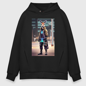 Мужское худи Oversize хлопок с принтом Кенга на своём районе   Бронкс   Нью Йорк в городе Новоалтайск, френч-терри — 70% хлопок, 30% полиэстер. Мягкий теплый начес внутри —100% хлопок | боковые карманы, эластичные манжеты и нижняя кромка, капюшон на магнитной кнопке | Тематика изображения на принте: 