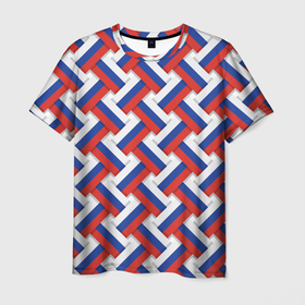 Мужская футболка 3D с принтом Россия   плетёнка в Кировске, 100% полиэфир | прямой крой, круглый вырез горловины, длина до линии бедер | 