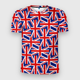 Мужская футболка 3D Slim с принтом Флаги Великобритании в Курске, 100% полиэстер с улучшенными характеристиками | приталенный силуэт, круглая горловина, широкие плечи, сужается к линии бедра | Тематика изображения на принте: 