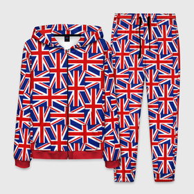 Мужской костюм 3D с принтом Флаги Великобритании в Курске, 100% полиэстер | Манжеты и пояс оформлены тканевой резинкой, двухслойный капюшон со шнурком для регулировки, карманы спереди | Тематика изображения на принте: 