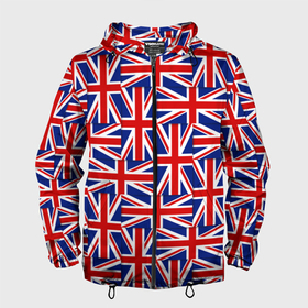 Мужская ветровка 3D с принтом Флаги Великобритании в Курске, 100% полиэстер | подол и капюшон оформлены резинкой с фиксаторами, два кармана без застежек по бокам, один потайной карман на груди | Тематика изображения на принте: 