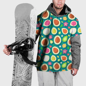 Накидка на куртку 3D с принтом Текстура авокадо и цветы в Тюмени, 100% полиэстер |  | Тематика изображения на принте: 