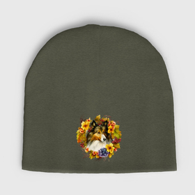 Мужская шапка демисезонная с принтом Шелти, осень в Санкт-Петербурге,  |  | Тематика изображения на принте: 