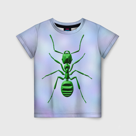 Детская футболка 3D с принтом Зеленый муравей в Екатеринбурге, 100% гипоаллергенный полиэфир | прямой крой, круглый вырез горловины, длина до линии бедер, чуть спущенное плечо, ткань немного тянется | 