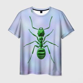 Мужская футболка 3D с принтом Зеленый муравей в Кировске, 100% полиэфир | прямой крой, круглый вырез горловины, длина до линии бедер | 