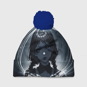 Шапка 3D c помпоном с принтом Аниме готическая девушка с двумя косами в Санкт-Петербурге, 100% полиэстер | универсальный размер, печать по всей поверхности изделия | 