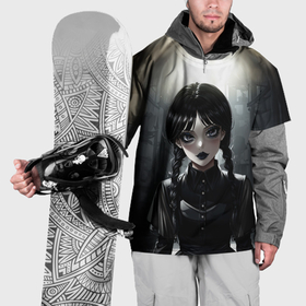 Накидка на куртку 3D с принтом Аниме готическая девушка в темной комнате в Санкт-Петербурге, 100% полиэстер |  | 