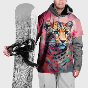 Накидка на куртку 3D с принтом Леопард на розовом фоне   нейросеть в Курске, 100% полиэстер |  | Тематика изображения на принте: 