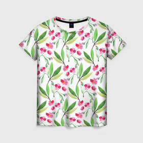Женская футболка 3D с принтом Tender flowers в Тюмени, 100% полиэфир ( синтетическое хлопкоподобное полотно) | прямой крой, круглый вырез горловины, длина до линии бедер | Тематика изображения на принте: 