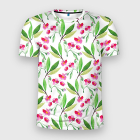 Мужская футболка 3D Slim с принтом Tender flowers в Тюмени, 100% полиэстер с улучшенными характеристиками | приталенный силуэт, круглая горловина, широкие плечи, сужается к линии бедра | Тематика изображения на принте: 