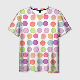 Мужская футболка 3D с принтом Цветные кружочки в Белгороде, 100% полиэфир | прямой крой, круглый вырез горловины, длина до линии бедер | 