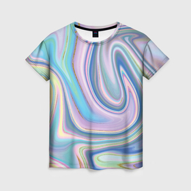 Женская футболка 3D с принтом Sea waves fantasy в Кировске, 100% полиэфир ( синтетическое хлопкоподобное полотно) | прямой крой, круглый вырез горловины, длина до линии бедер | Тематика изображения на принте: 