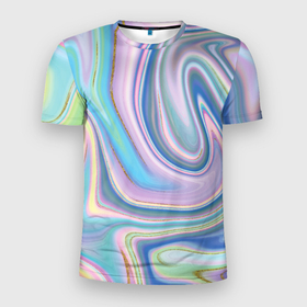 Мужская футболка 3D Slim с принтом Sea waves fantasy в Кировске, 100% полиэстер с улучшенными характеристиками | приталенный силуэт, круглая горловина, широкие плечи, сужается к линии бедра | Тематика изображения на принте: 