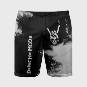 Мужские шорты спортивные с принтом Depeche Mode и рок символ на темном фоне в Курске,  |  | 