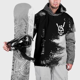 Накидка на куртку 3D с принтом Three Days Grace и рок символ на темном фоне в Кировске, 100% полиэстер |  | Тематика изображения на принте: 