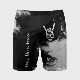Мужские шорты спортивные с принтом Three Days Grace и рок символ на темном фоне ,  |  | 
