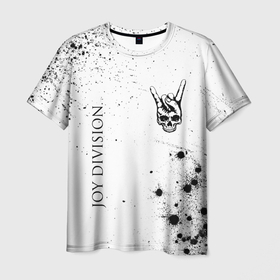 Мужская футболка 3D с принтом Joy Division и рок символ на светлом фоне в Кировске, 100% полиэфир | прямой крой, круглый вырез горловины, длина до линии бедер | 